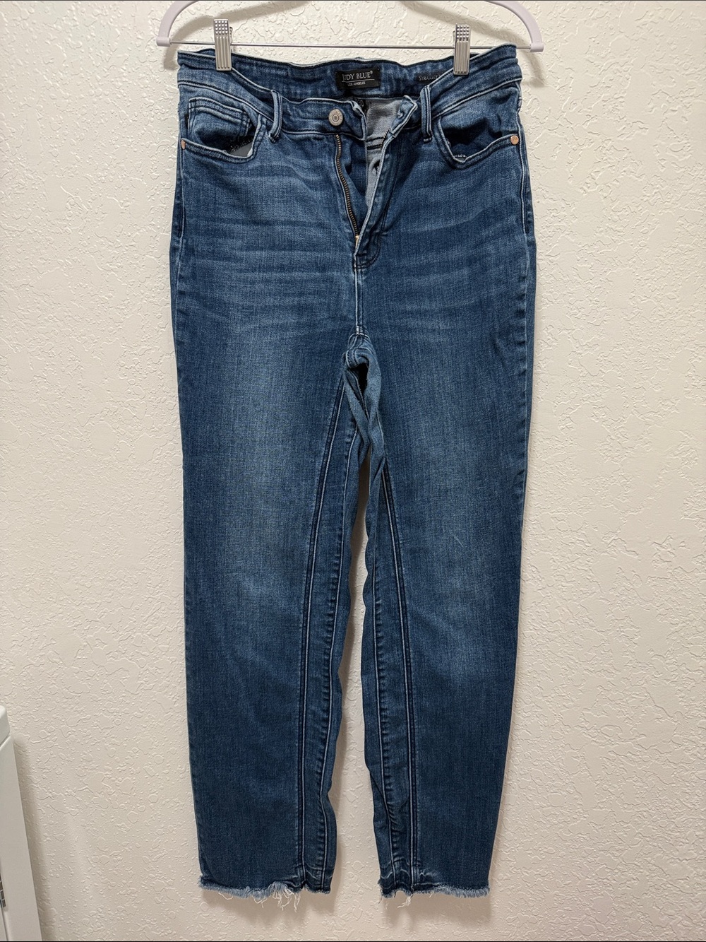 Judy Blue Distressed Straight Fit Women’s Jeans - Dark Blue